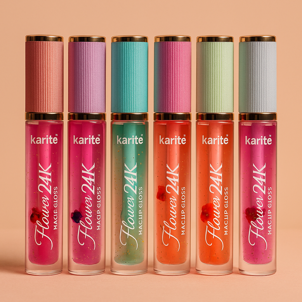 Karité Flower Magic Lip Gloss – Gold Flakes + Real Flowers