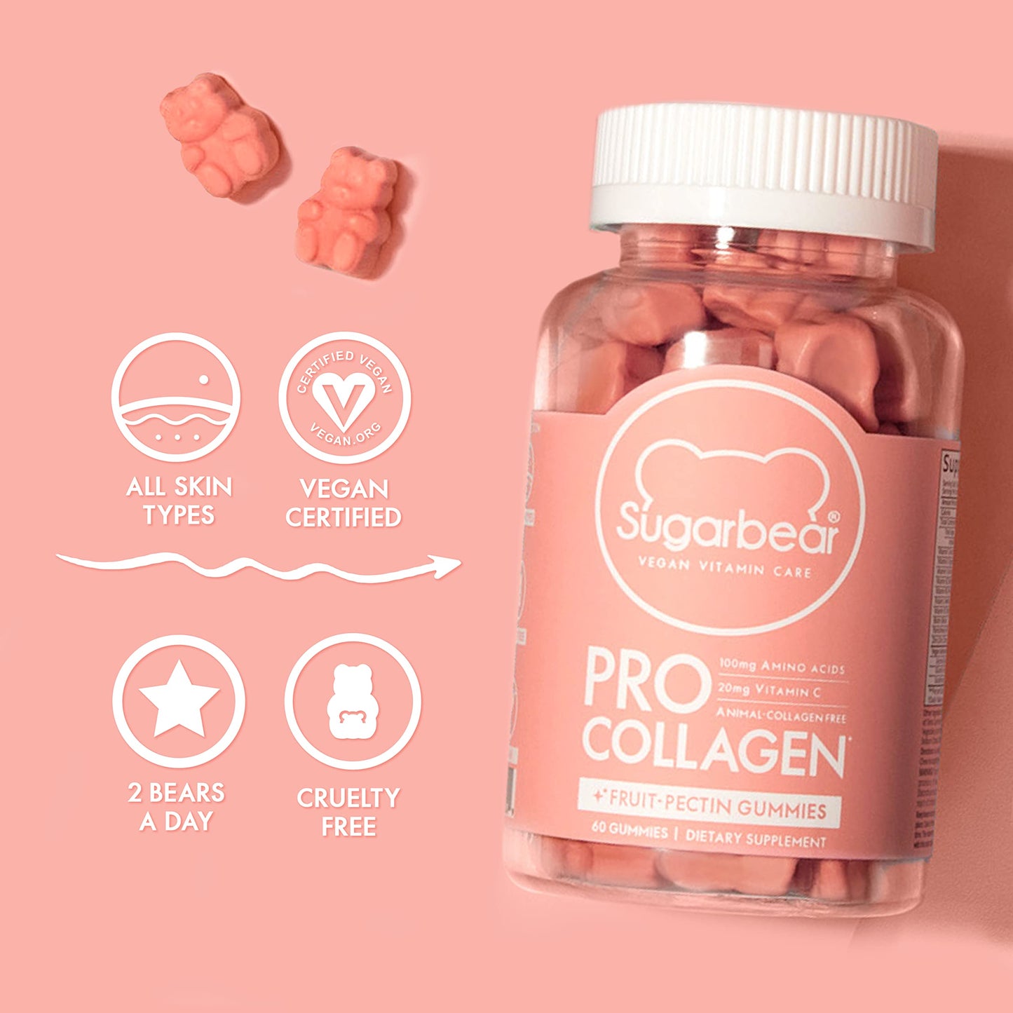 GOMMES PRO COLLAGÈNE FRUITS - PECTINE, 60 UNITÉS