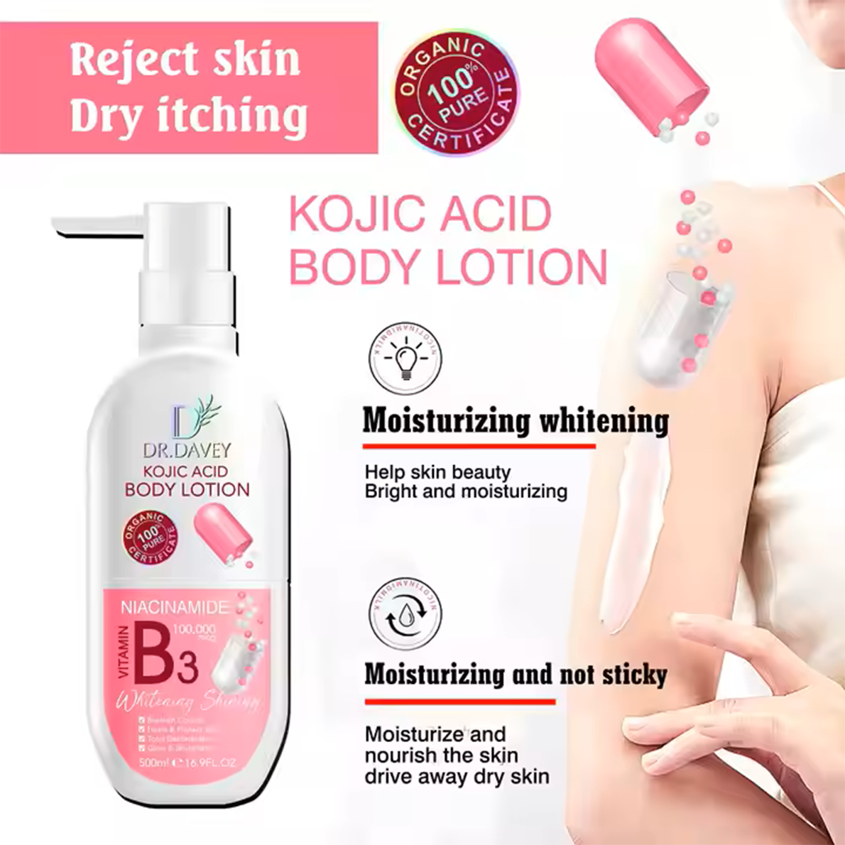 Dr. Davey Kojic Acid Body Lotion – Whitening & Shine Booster