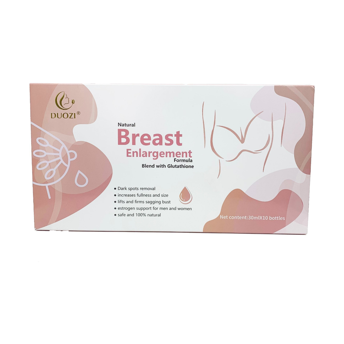 Duozi Formule d'augmentation mammaire naturelle avec glutathion - 10 bouteilles