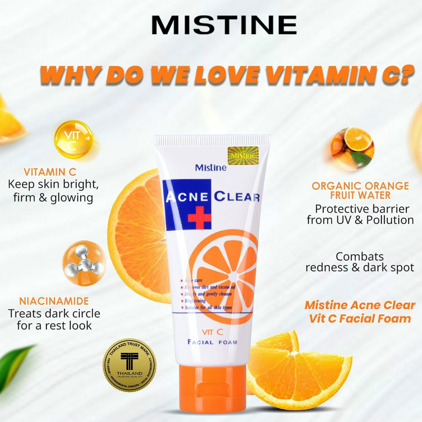 Mistine Vitamin C Acne Clear Facial Foam