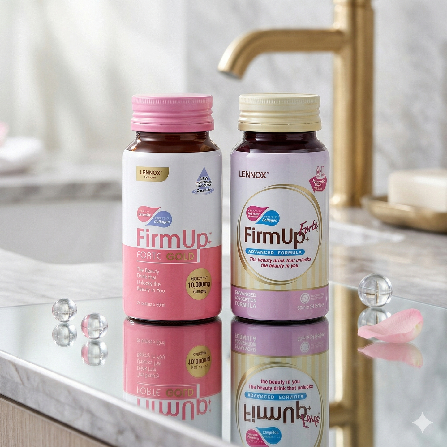 Lennox FirmUp+ Forte Gold & Advanced Formula – 10,000mg Aqueous Collagen Beauty Drink (Pack of 24)