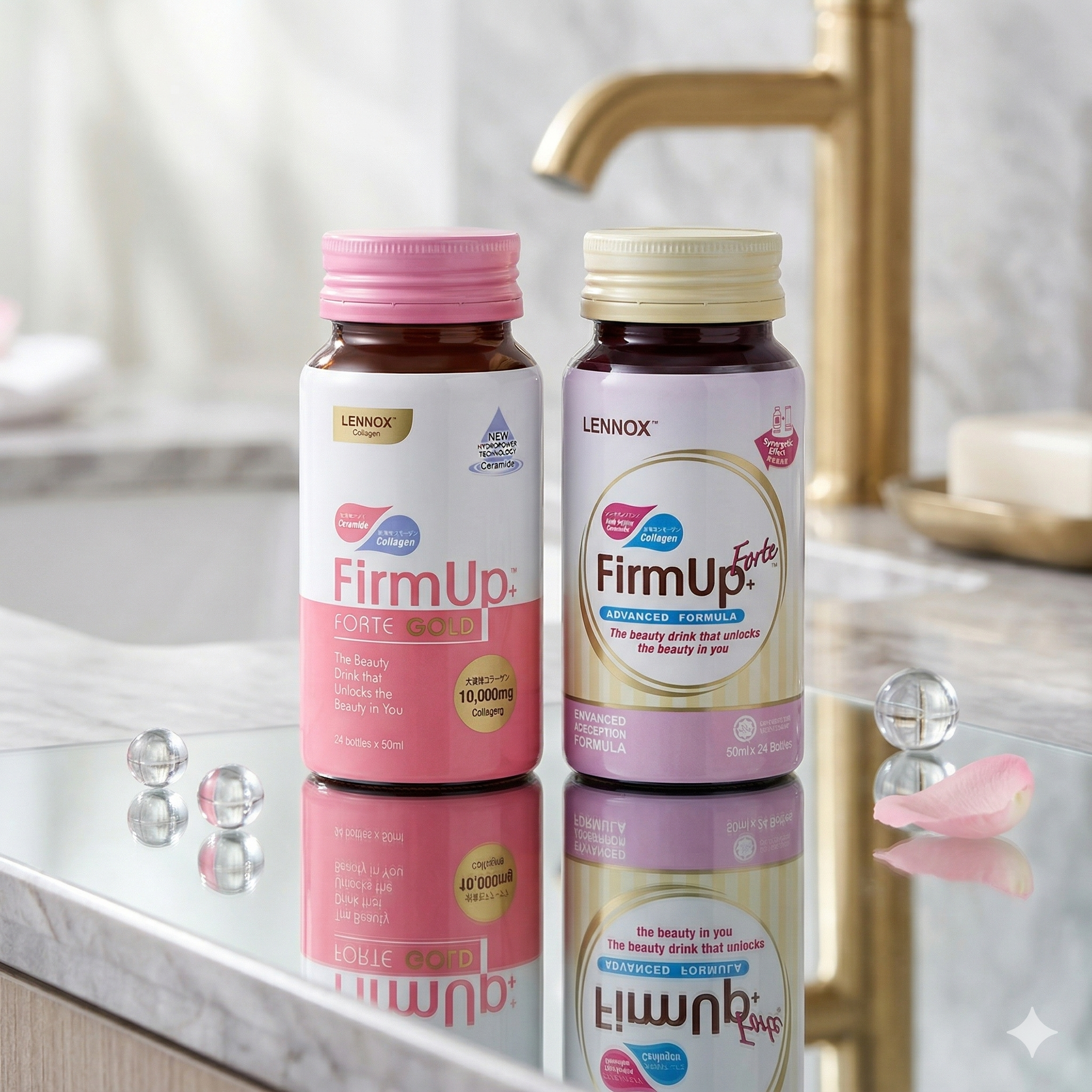 Lennox FirmUp+ Forte Gold & Advanced Formula – 10,000mg Aqueous Collagen Beauty Drink (Pack of 24)