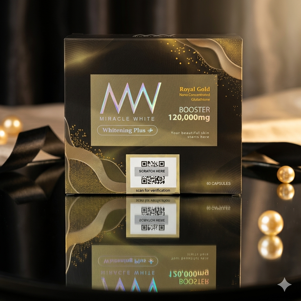 Miracle White Royal Gold Booster 120,000mg – 60 Capsules (Advanced Gluta, Kojic Acid & ALA Formula)